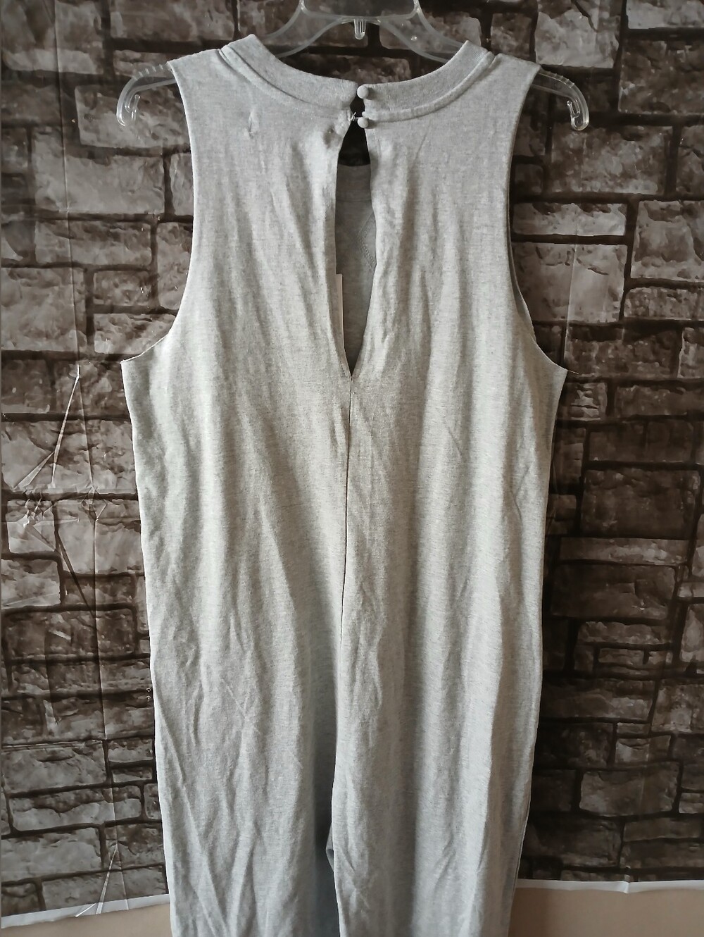 Rumored Light Gray Sleeveless Keyhole Knit Top Jumpsuit